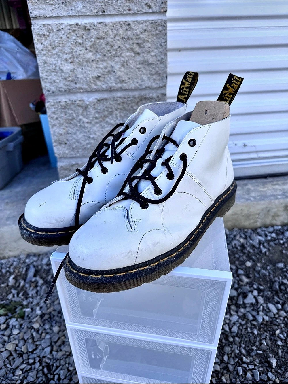 Dr. Martens Church Smooth Leather Monkey Boots White Combat Boots